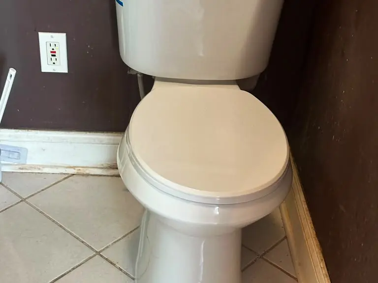 New toilet installed and sealed in the same bathroom after flange replacement — toilet installation and repair in South Jersey